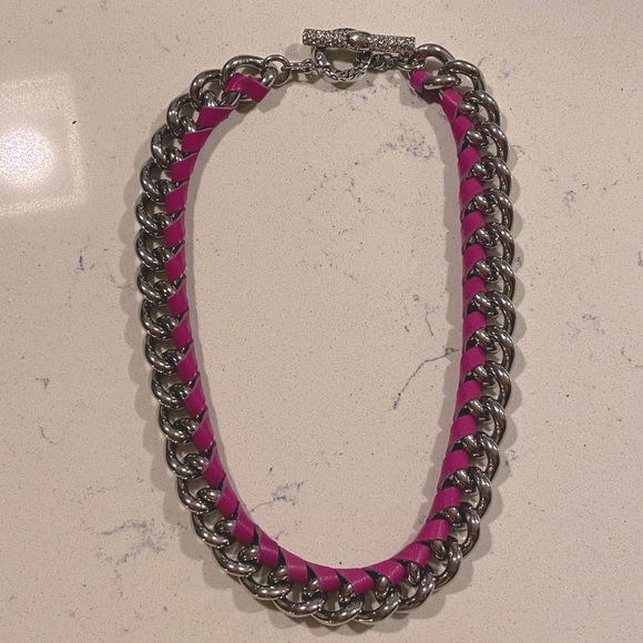 SIGAL Pink Leather and Stainless Steel Necklace - Picture 9 of 9